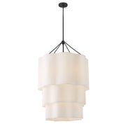 Hinkley Gwen 27in 9-Light Chandelier | Transitional Black Steel and Off-White Linen | Living Room & Dining Room | 27 x 27 x 43 in | Model 47736BK