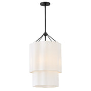Hinkley Lighting Gwen 4 Light Large Pendant, Black/Off-White Linen - 47737BK