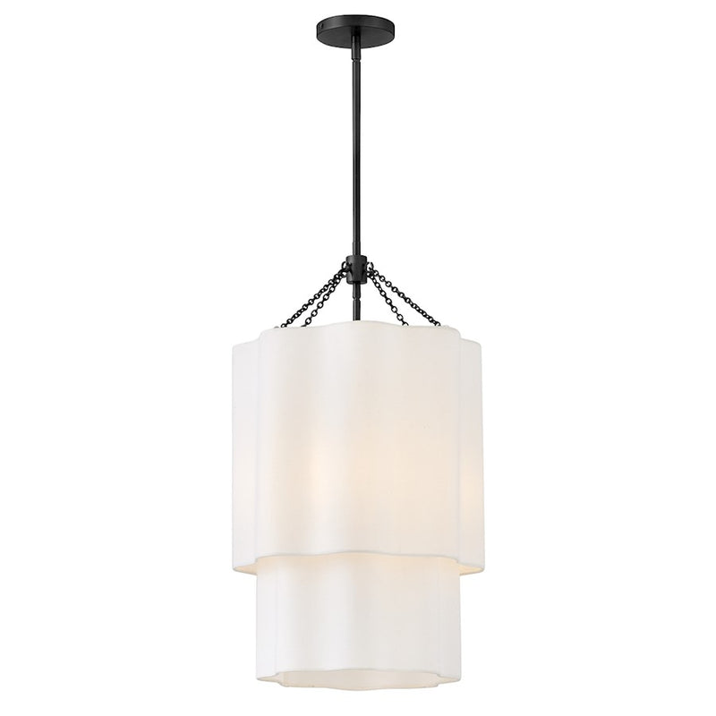 Hinkley Lighting Gwen 4 Light Large Pendant, Black/Off-White Linen