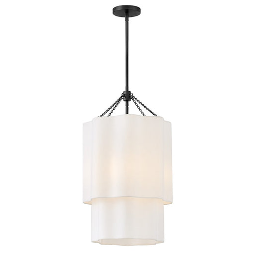 Hinkley Lighting Gwen 4 Light Large Pendant, Black/Off-White Linen - 47737BK