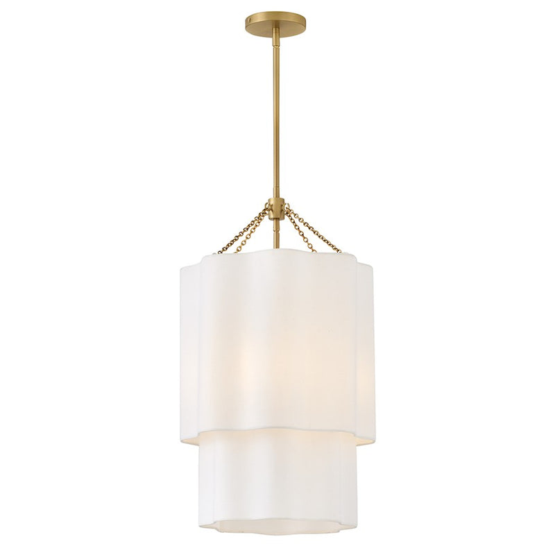 Hinkley Lighting Gwen 4Lt 16" Pendant, Brass/Off-White Linen