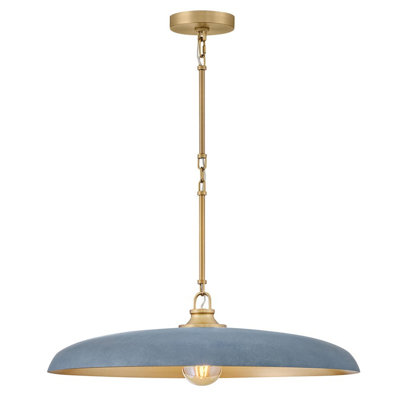 Hinkley Sadie 24in 1-Light Chandelier | Transitional Lacquered Brass and Vintage Denim Steel | Dining Room & Living Room | 24 x 24 x | Model 48165LCB-VTD