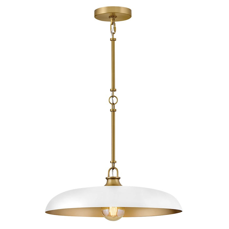 Hinkley Lighting Sadie 1Lt 18" Dome Pendant, Brass/Chalk White