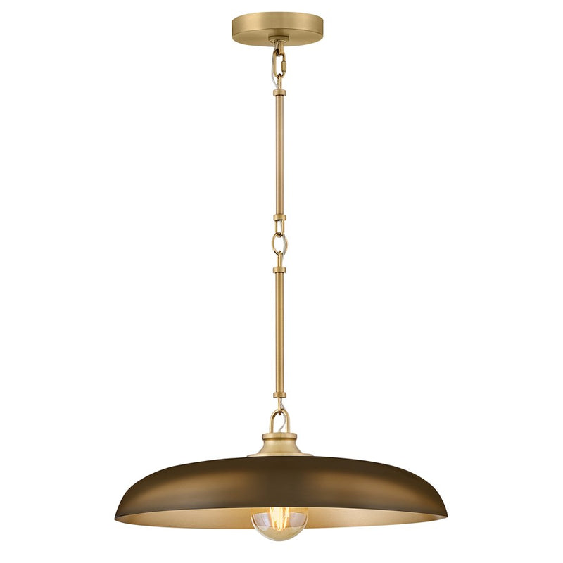 Hinkley Sadie 18in 1-Light Pendant | Transitional Lacquered Brass and Heritage Bronze Steel with White Interior | Kitchen Island & | Model 48167LCB-HZ