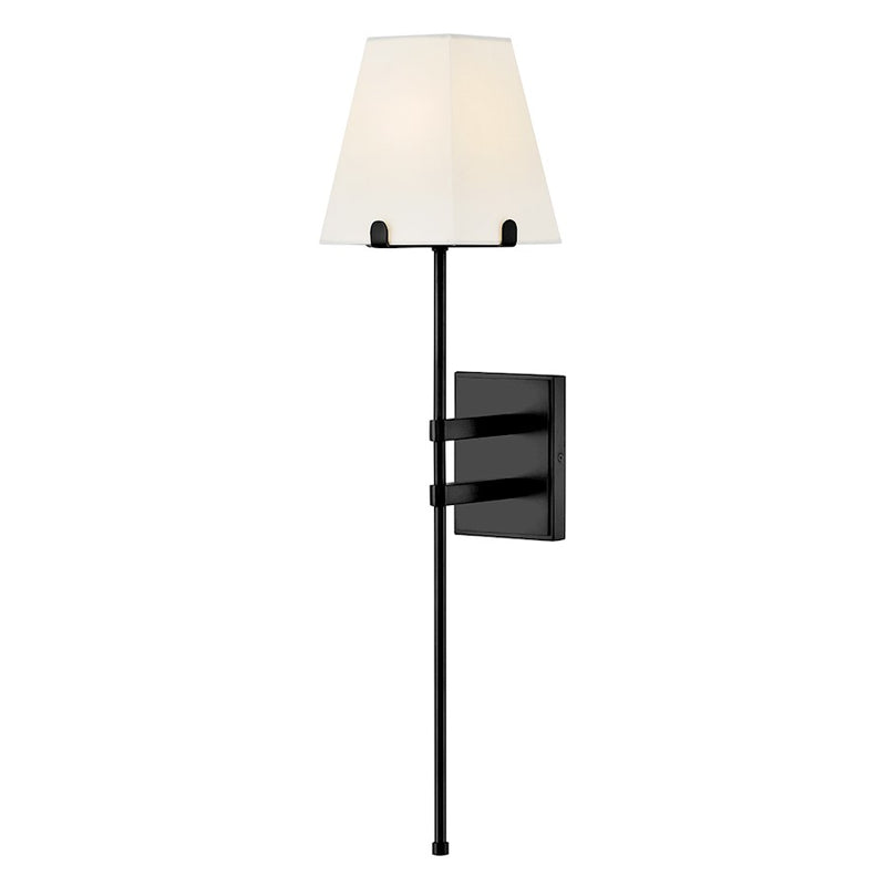 Hinkley Lighting Benton 1 Light Large Sconce, Black/White Linen