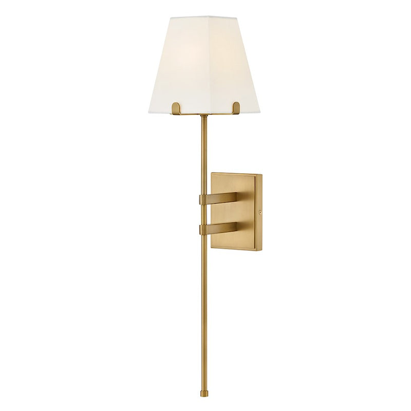 Hinkley Lighting Benton 1Lt 8" Sconce, Lacquered Brass/White Linen