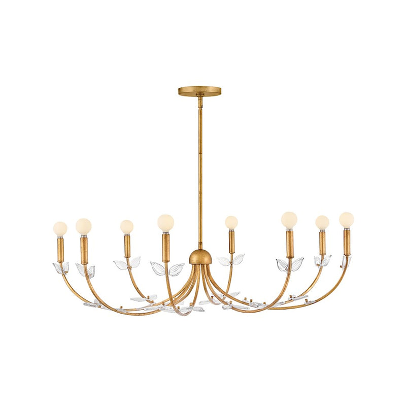 Hinkley Aliso 42in 8-Light Chandelier | Transitional Distressed Brass and Clear Glass Leaves | Dining Room & Living Room | 42 x 42 x 10 in | Model 48288DA