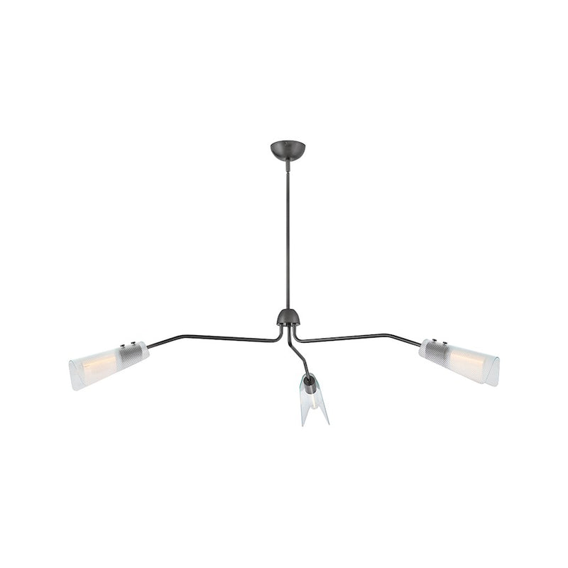 Hinkley Altman 60in 3-Light Low Profile Chandelier | Industrial Gunmetal Steel and Clear Glass | Living Room & Dining Room | 60 x 60 x 11 | Model 48303GMT