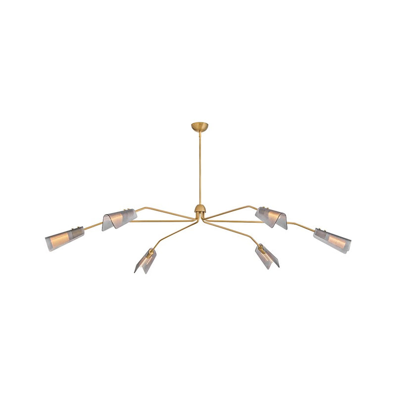 Hinkley Altman 80in 6-Light Low Profile Chandelier | Transitional Lacquered Brass Steel and Smoked Glass | Living Room & Dining Room | 80 | Model 48306LCB