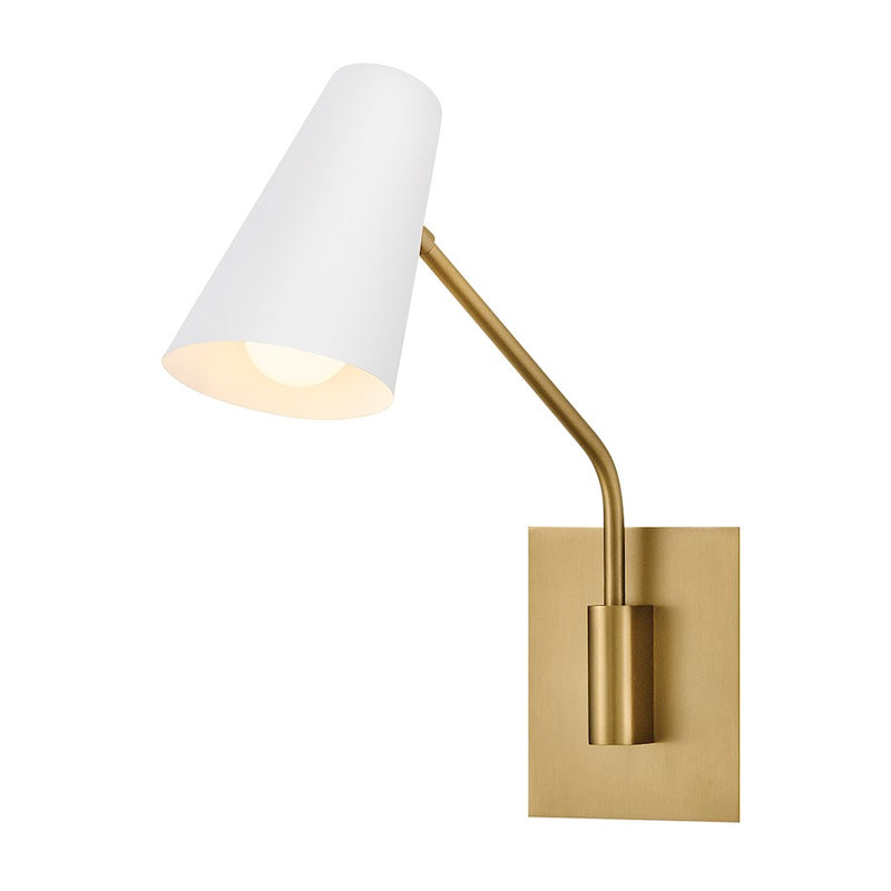Hinkley Lighting Bray 1Lt Swing Arm Sconce, Brass/Chalk White