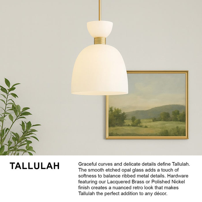 Hinkley Lighting Tallulah 1Lt Pendant, Lacquered Brass/Etched Opal