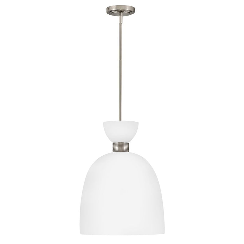 Hinkley Lighting Tallulah 1 Light Pendant, Polished Nickel/Etched Opal