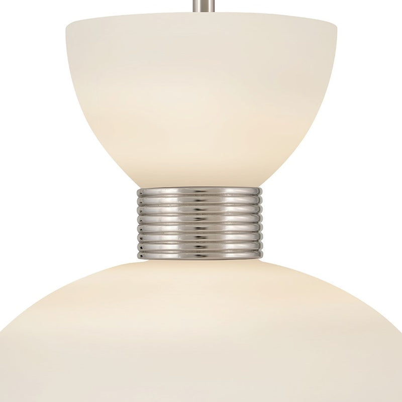 Hinkley Lighting Tallulah 1 Light Pendant, Polished Nickel/Etched Opal