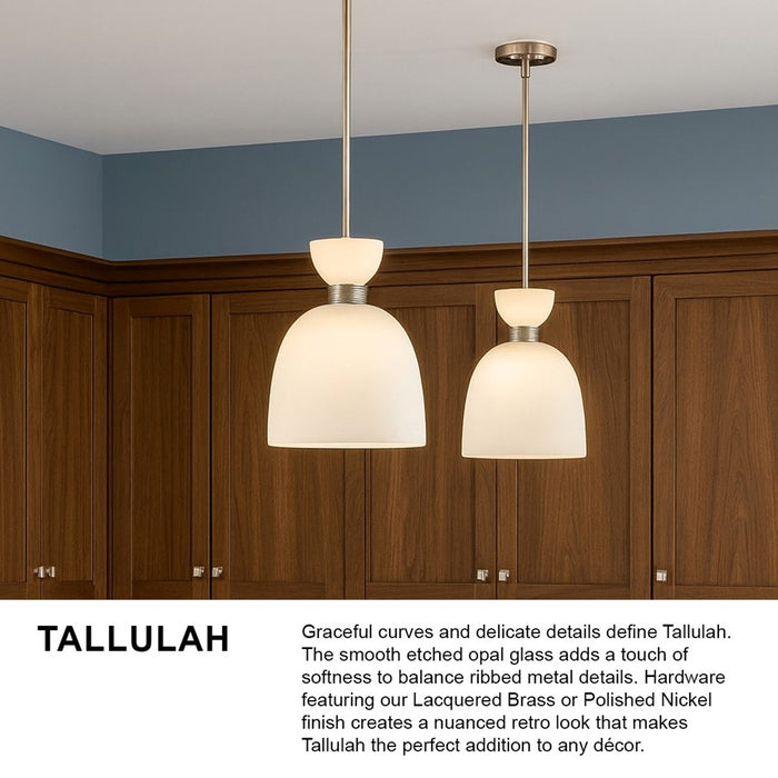 Hinkley Lighting Tallulah 1 Light Pendant, Polished Nickel/Etched Opal