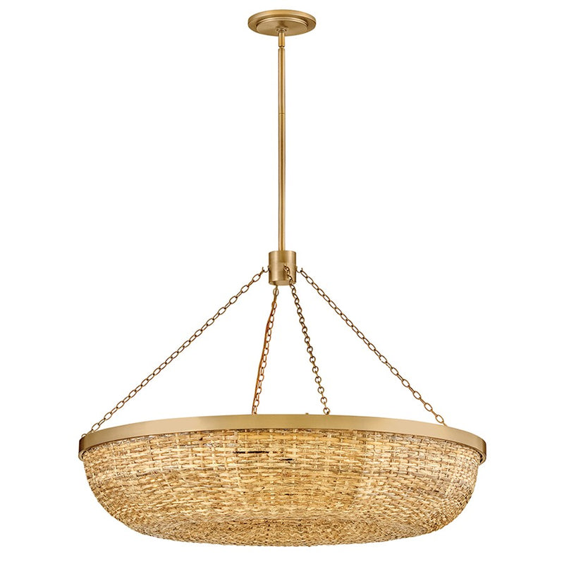 Hinkley Sanibel 36in 8-Light Chandelier | Transitional Lacquered Brass Steel and Natural Paper Shade | Dining Room & Living Room | 36 | Model 48426LCB-NAT