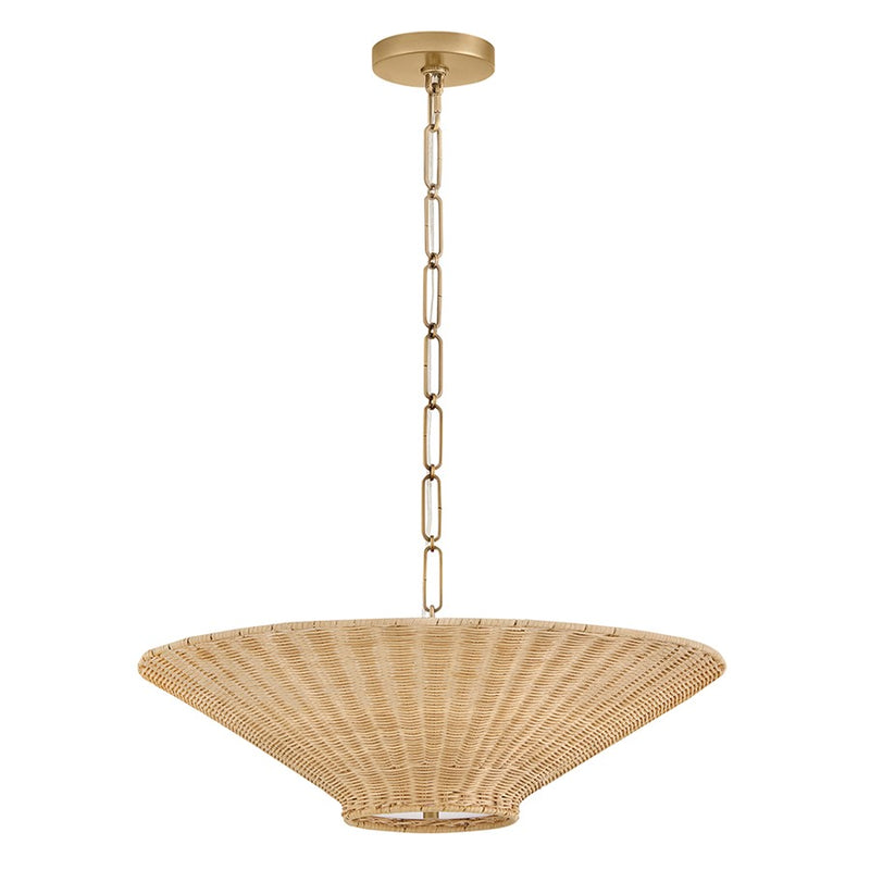 Hinkley Delia 23.5in 4-Light Chandelier | Transitional Heritage Brass Steel and Natural Shade | Living Room & Dining Room | 23.5 x 23.5 x | Model 48457HB