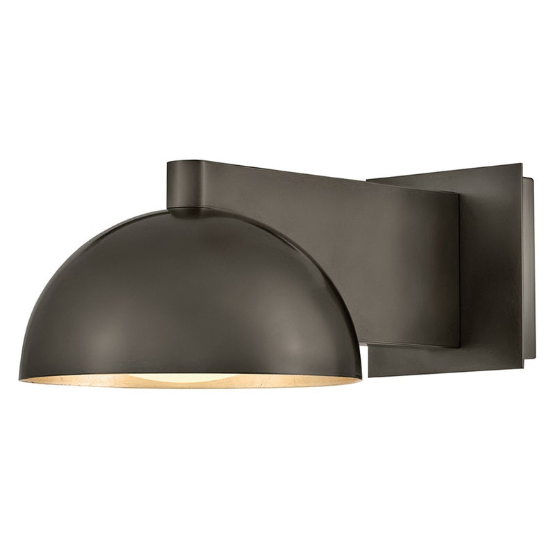 Hinkley Vargas 14in 1-Light Wall Sconce | Modern Black Oxide Steel and Gold Leaf Interior Etched Opal Glass | Bedroom & Hallway Accent | Model 48480BX-LL