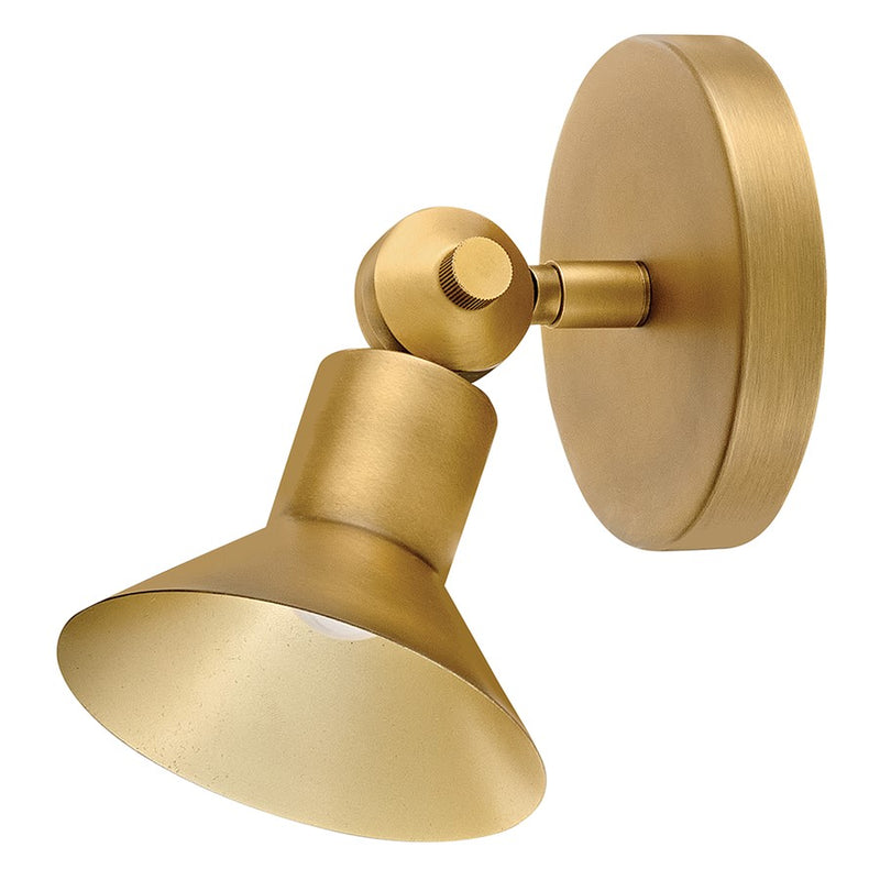 Hinkley Dom 7in 1-Light Wall Sconce | Transitional Heritage Brass Steel and Adjustable Spotlight | Hallway & Bedroom Accent | 540 Lumens | Model 48490HB