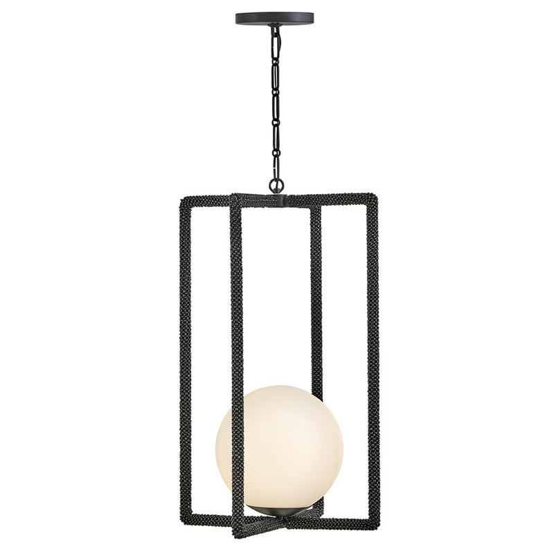 Hinkley Lighting Keona 1Lt Pendant, Painted Black Oxide/Etched Opal - 48517PBO