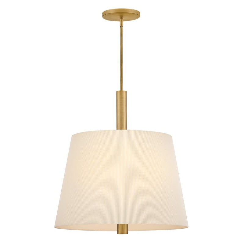 Hinkley Clive 24in 5-Light Chandelier | Traditional Heritage Brass Steel and Off-White Micro Pleated Fabric | Dining Room & Living Room | Model 48534HB