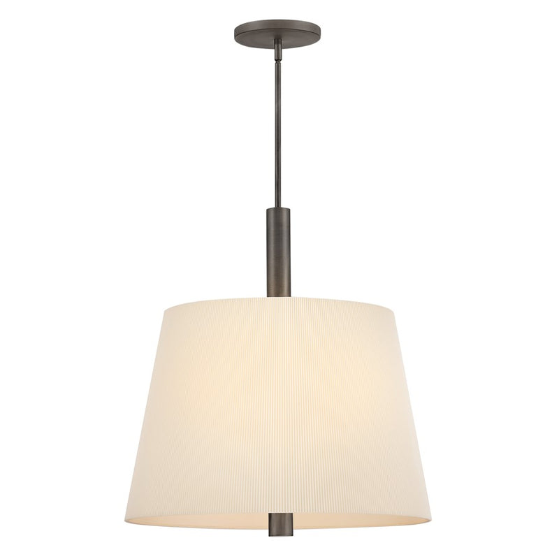 Hinkley Clive 24in 5-Light Chandelier | Traditional Slate Bronze Steel and Off-White Micro Pleated Fabric | Living Room & Dining Room | Model 48534SXB