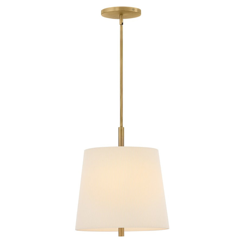 Hinkley Clive 16in 4-Light Pendant | Traditional Heritage Brass Steel and Off-White Micro Pleated Fabric | Dining Room & Kitchen Island | Model 48537HB
