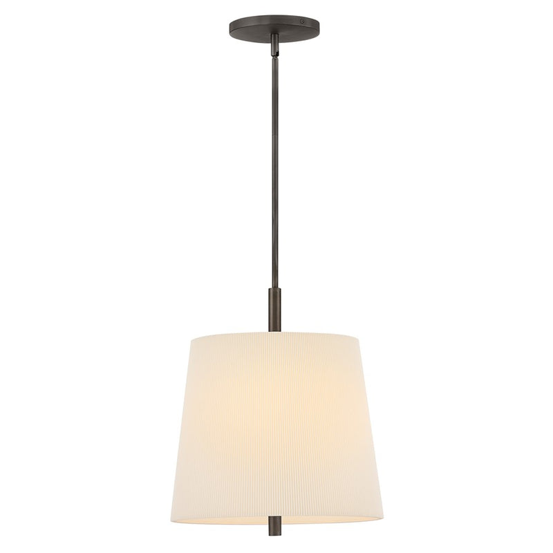 Hinkley Clive 16in 4-Light Pendant | Traditional Slate Bronze Steel and Off-White Micro Pleated Fabric | Kitchen Island & Dining Room | Model 48537SXB