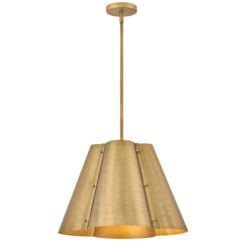 Hinkley Bowman 19in 3-Light Pendant | Transitional Heritage Brass Steel and Tapered Quatrefoil Shade | Dining Room & Kitchen Island | 19 x | Model 48544HB
