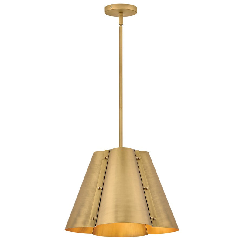 Hinkley Bowman 16in 1-Light Pendant | Transitional Heritage Brass Steel and Tapered Quatrefoil Shade | Kitchen Island & Dining Room | 16 x | Model 48547HB