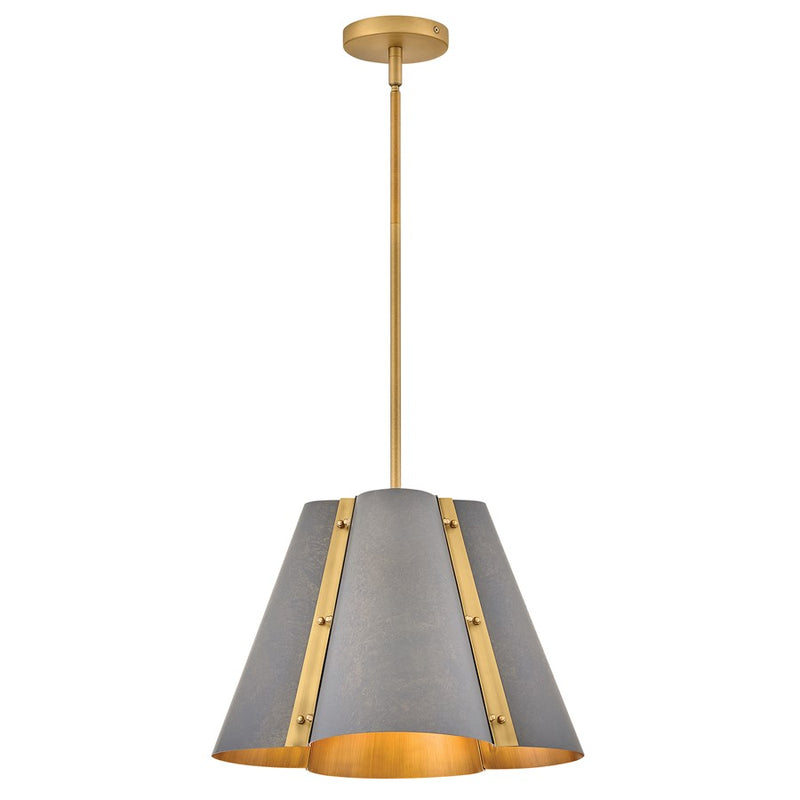 Hinkley Bowman 16in 1-Light Pendant | Transitional Slate Bronze Steel and Heritage Brass Accent | Kitchen Island & Dining Room | 16 x | Model 48547SXB-HB