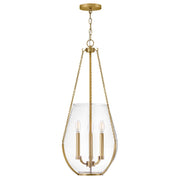 Hinkley Lighting Farrin 3 Light Pendant, Lacquered Brass/Clear - 48557LCB