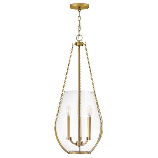 Hinkley Lighting Farrin 3 Light Pendant, Lacquered Brass/Clear - 48557LCB