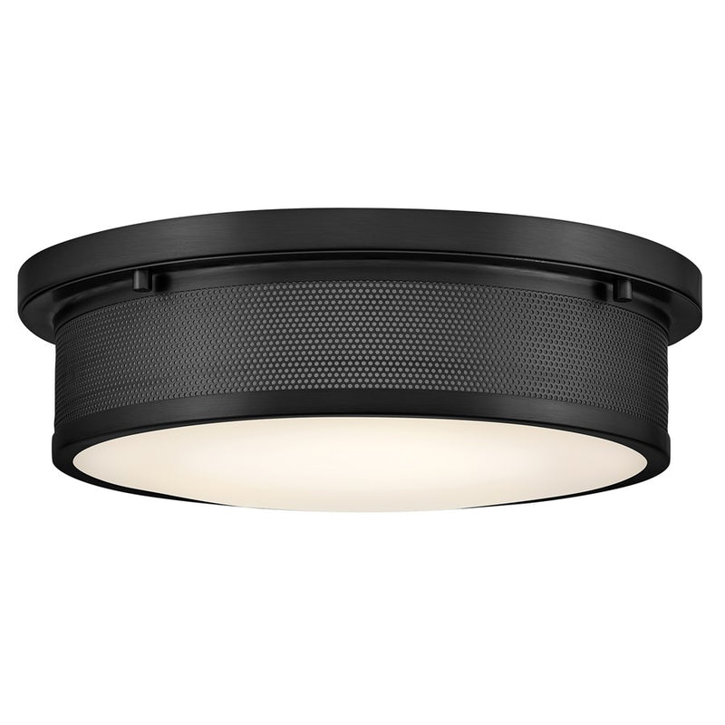 Hinkley Lighting Pierce 3 Light Flush Mount, Black/Etched Opal - 48561BK