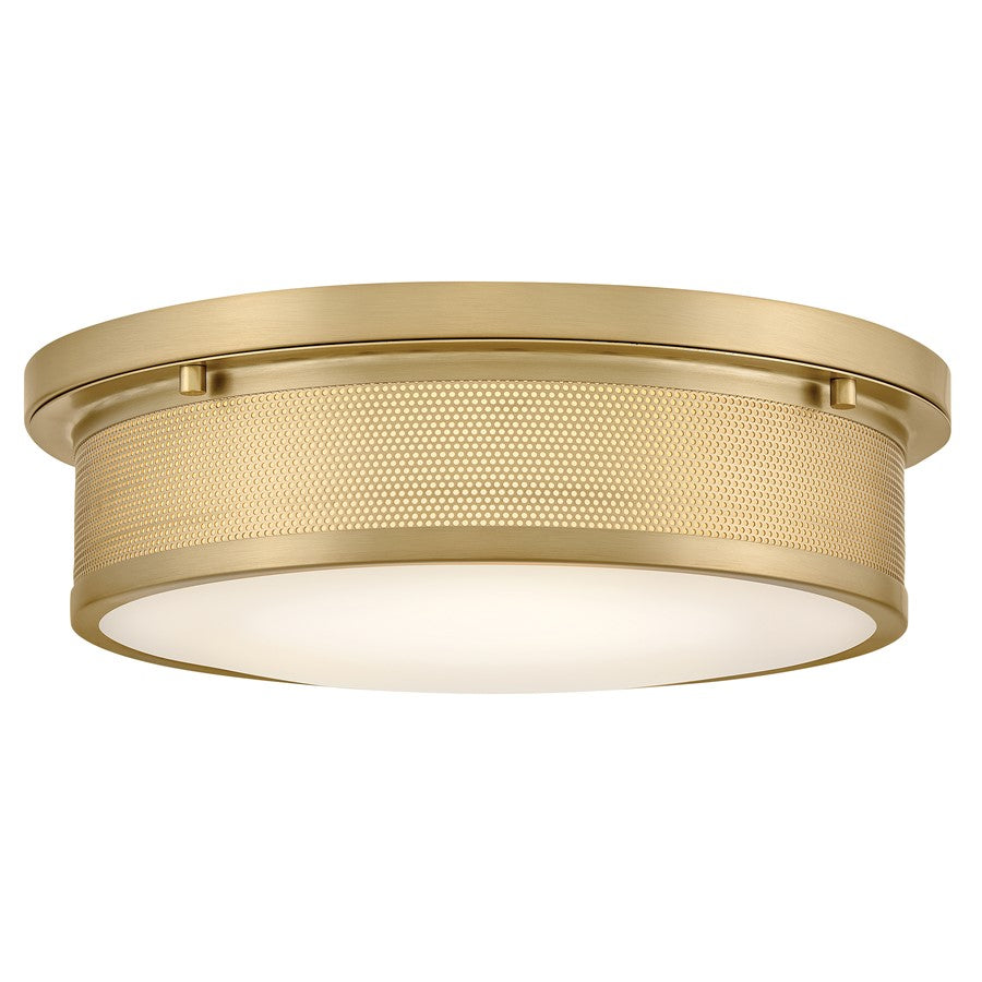 Hinkley Lighting Pierce 3Lt Flush Mount, Lacquered Brass/Etched Opal - 48561LCB