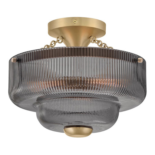Hinkley Lighting Adella 3Lt Semi-Flush Mount, Lacquered Brass/Smoke - 48571LCB-SM