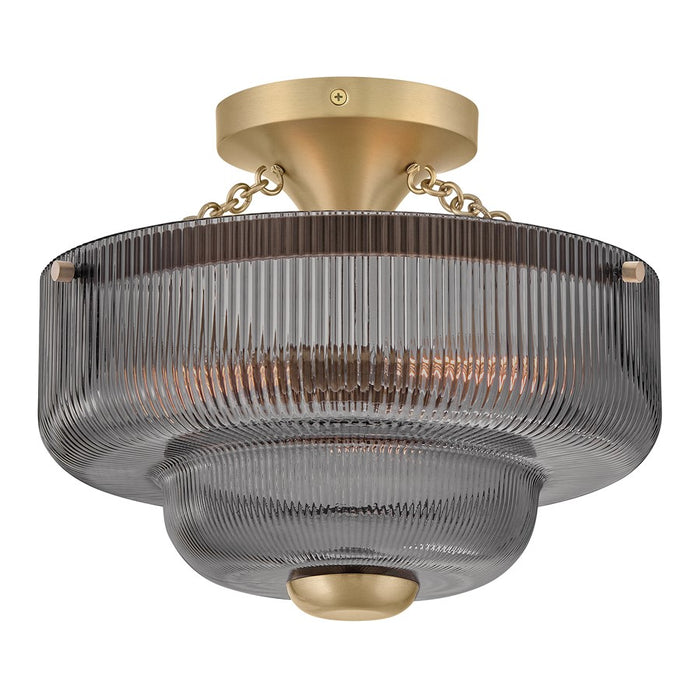 Hinkley Lighting Adella 3Lt Semi-Flush Mount, Lacquered Brass/Smoke - 48571LCB-SM
