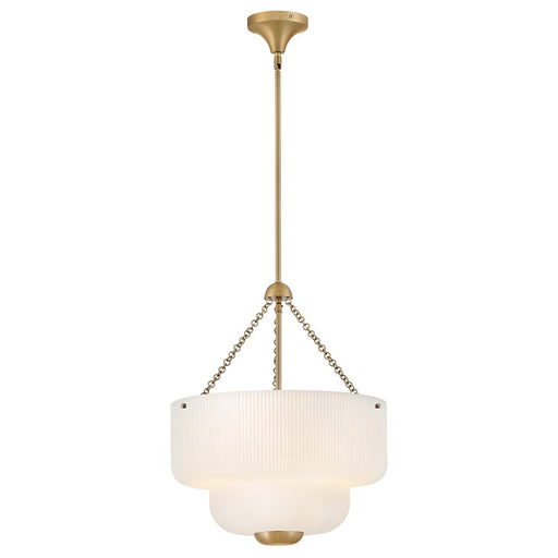 Hinkley Lighting Adella 5 Light Pendant, Lacquered Brass/Etched Opal - 48573LCB