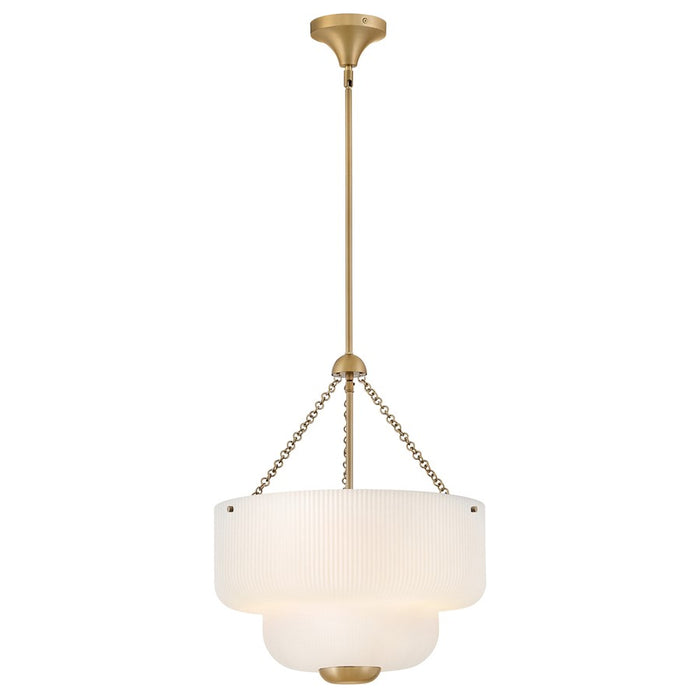 Hinkley Lighting Adella 5 Light Pendant, Lacquered Brass/Etched Opal - 48573LCB