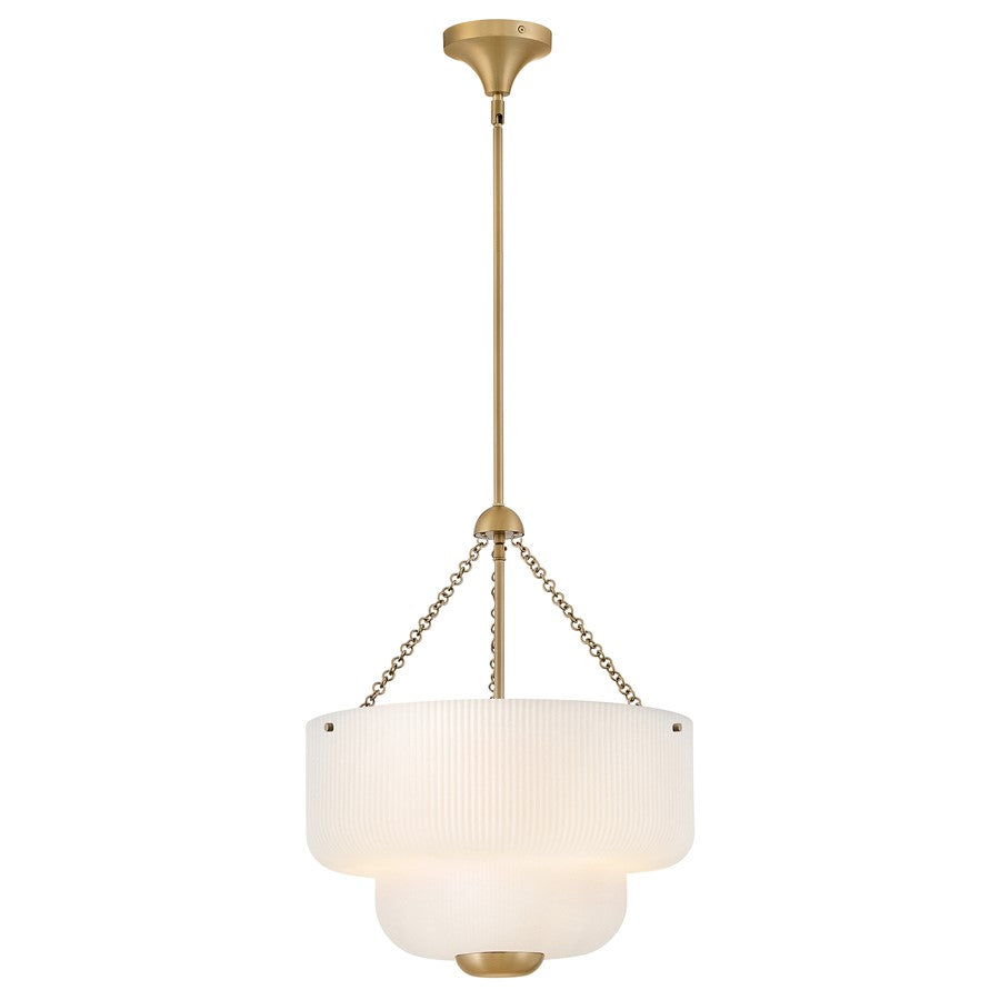 Hinkley Lighting Adella 5 Light Pendant, Lacquered Brass/Etched Opal - 48573LCB