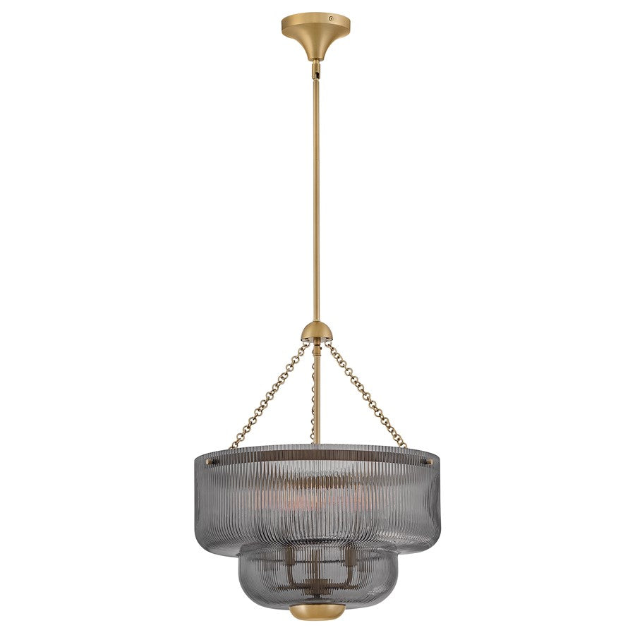 Hinkley Lighting Adella 5 Light Pendant, Lacquered Brass/Smoke - 48573LCB-SM