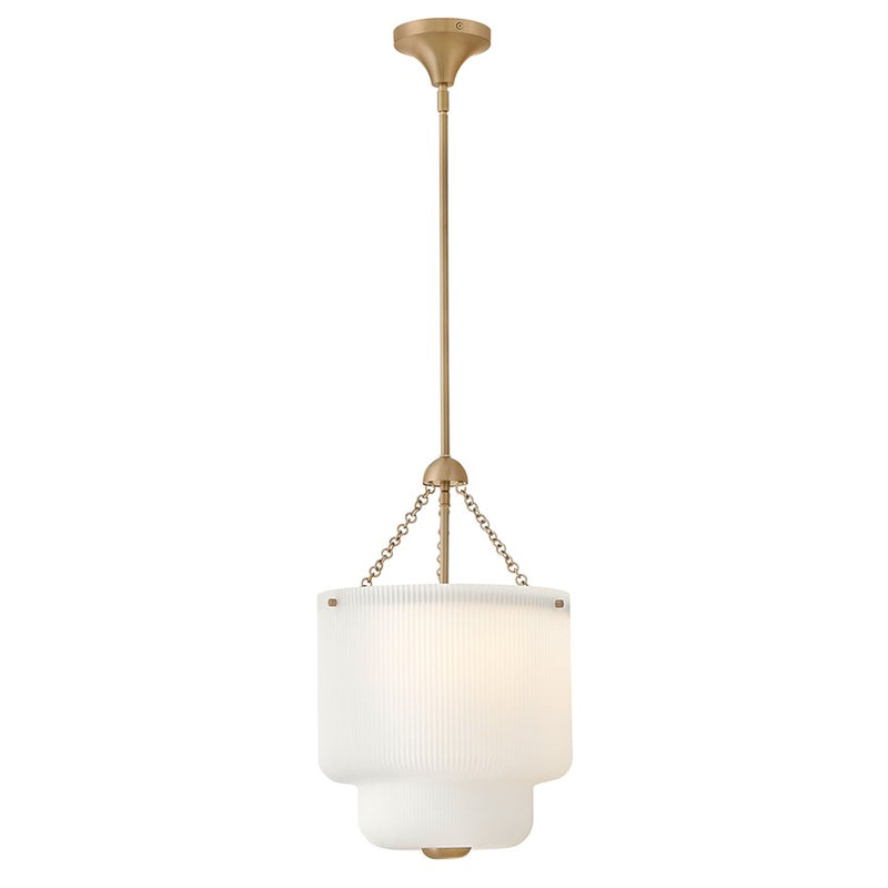 Hinkley Adella 14in 4-Light Pendant | Traditional Lacquered Brass Steel and Etched Opal Glass | Kitchen Island | 14 x 14 x 20.75 in | Model 48577LCB