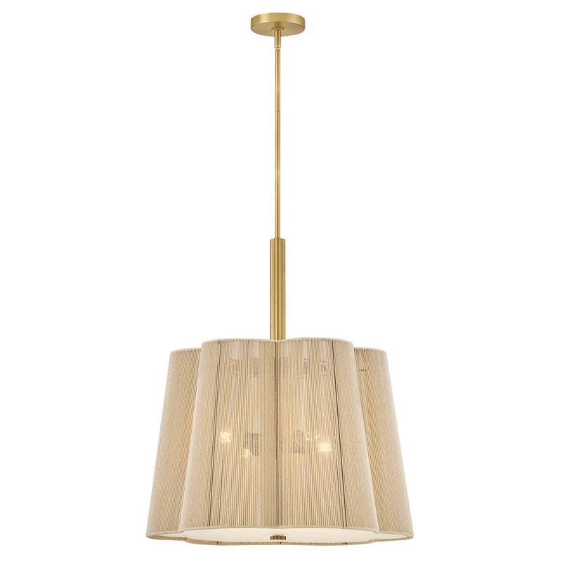 Hinkley Sasha 24in 4-Light Chandelier | Transitional Lacquered Brass Steel and Natural Fiber Cord Shade | Living Room & Dining Room | 24 | Model 48586LCB