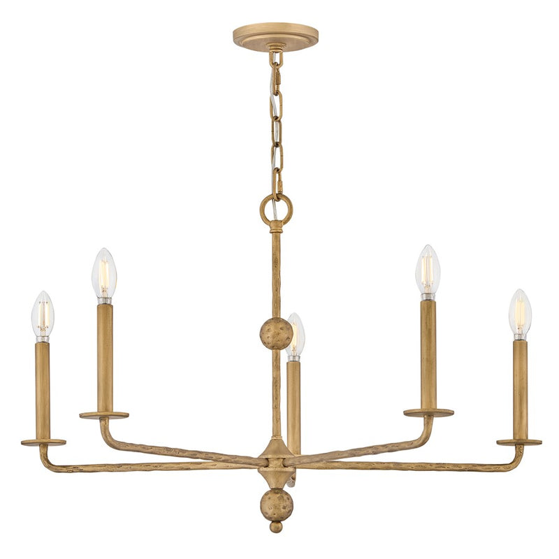 Hinkley Ansel 32in 5-Light Chandelier | Transitional Burnished Gold Steel | Grand Foyer & Dining Room | 32 x 32 x 20 in | Model 48624BNG