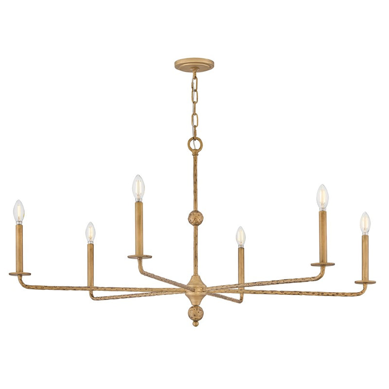 Hinkley Ansel 46in 6-Light Chandelier | Transitional Burnished Gold Steel | Grand Foyer & Dining Room | 46 x 46 x 24 in | Model 48628BNG
