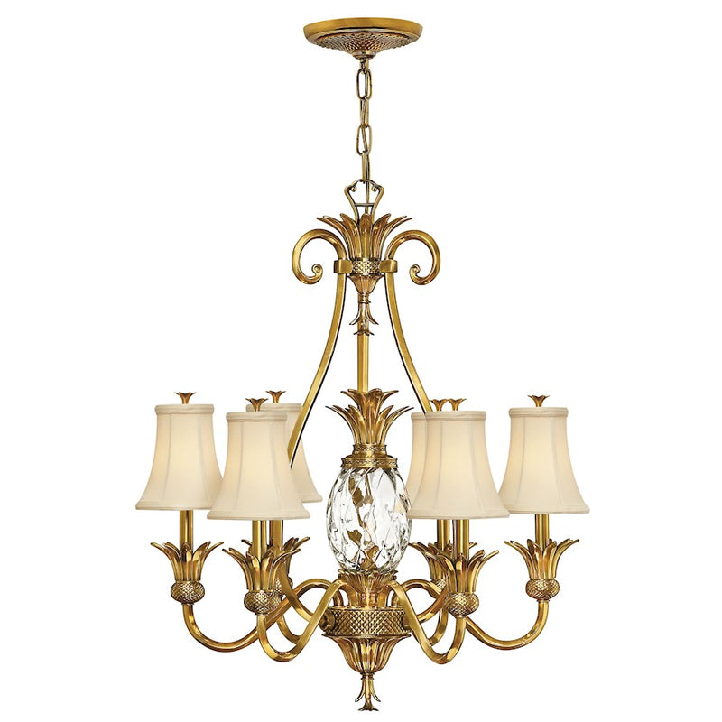 Hinkley Plantation 28in 7-Light Chandelier | Traditional Polished Antique Nickel and Clear Optic Glass | Foyer & Dining Room | 28 x 28 x 33 | Model 4886PL