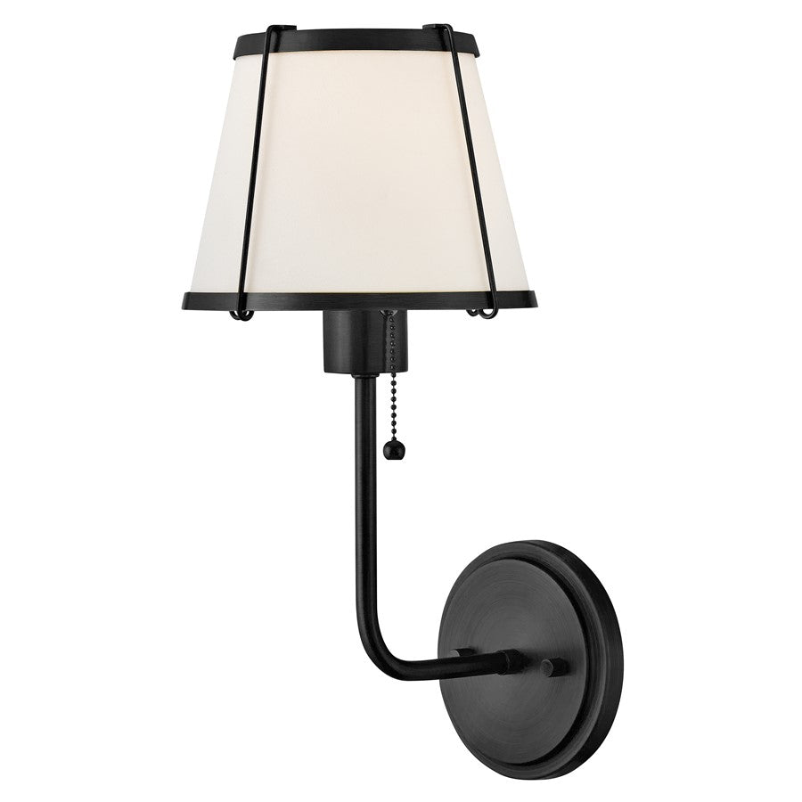Hinkley Lighting Clarke 1 Light Wall Mount, Black/Off-White - 4890BK