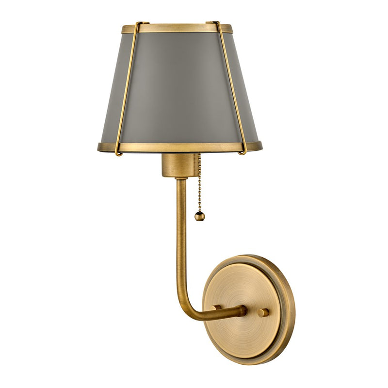 Hinkley Clarke 1-Light Wall Sconce | Traditional Lacquered Dark Brass Steel and Metal Shade | Bedroom & Hallway Accent Light | 8.75 x 7.25 | Model 4890LDB