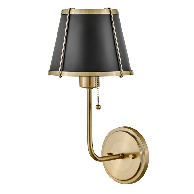 Hinkley Clarke 1-Light Wall Sconce | Traditional Warm Brass Steel and Black Metal Shade | Bedroom & Hallway Accent Light | 8.75 x 7.25 x | Model 4890WS