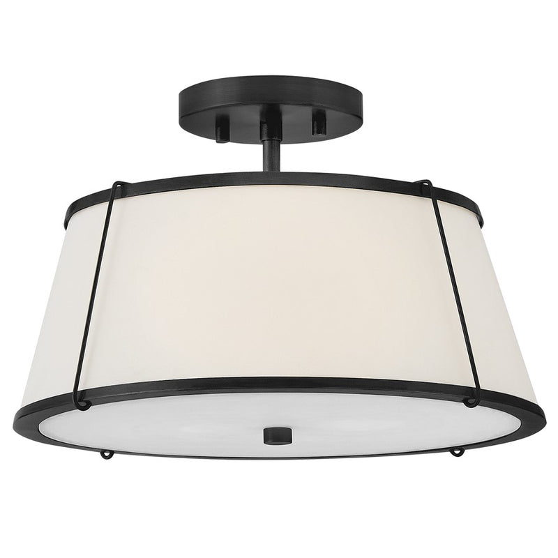 Hinkley Lighting Clarke 2 Light Semi-Flush Mount, Black/Off-White