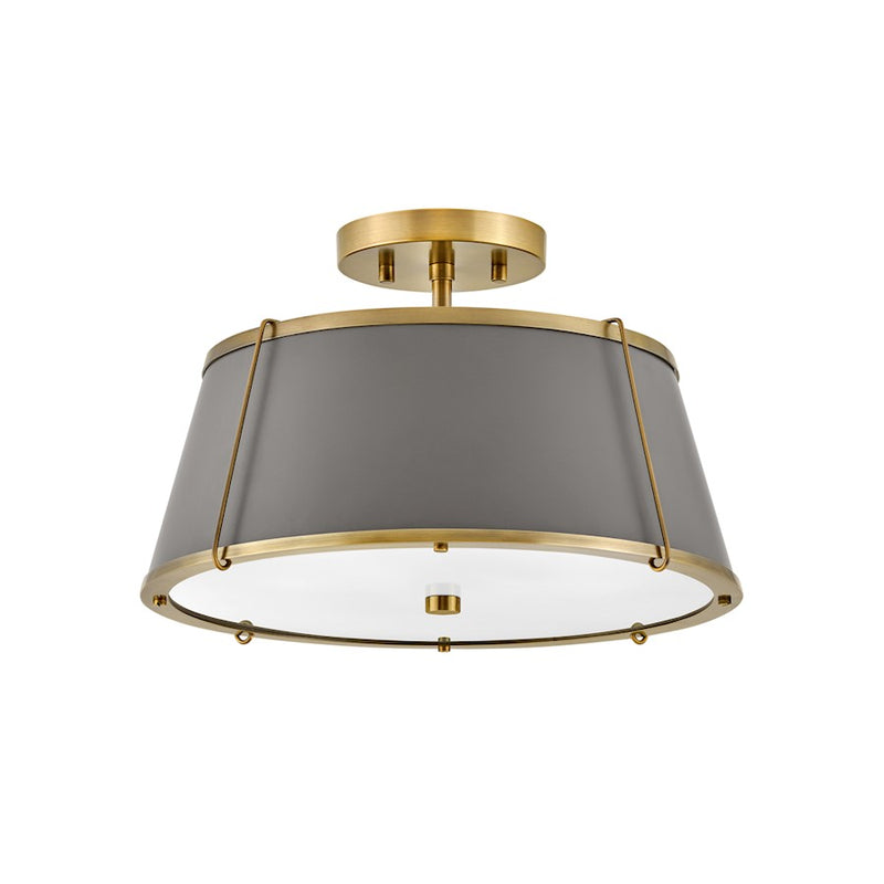 Hinkley Clarke 15in 2-Light Semi-Flush Mount | Traditional Polished Nickel Steel and Metal Shade | Bedroom & Hallway | 15 x 15 x 9 in | Model 4893PN